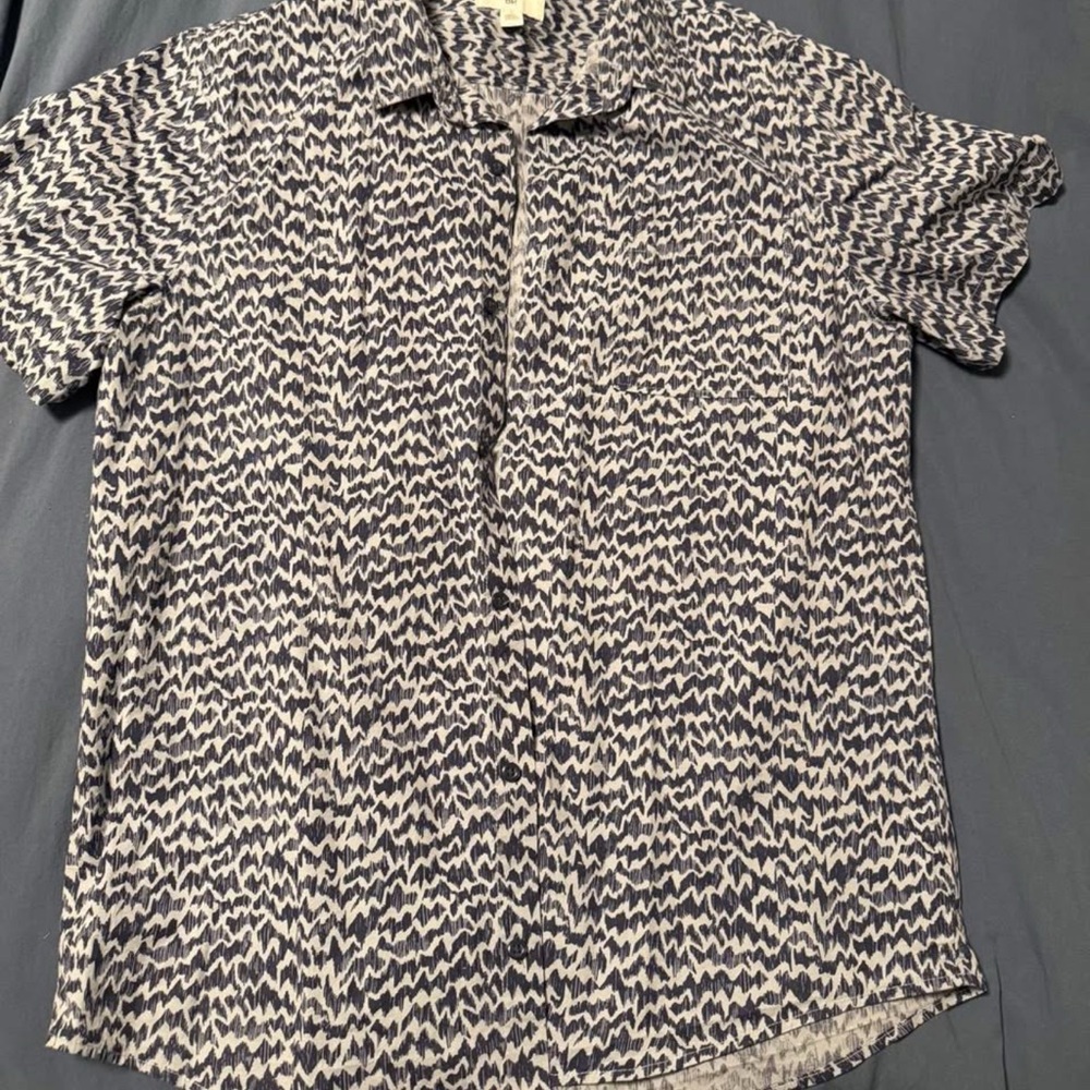 BP Navy and White Zigzag Casual Shirt